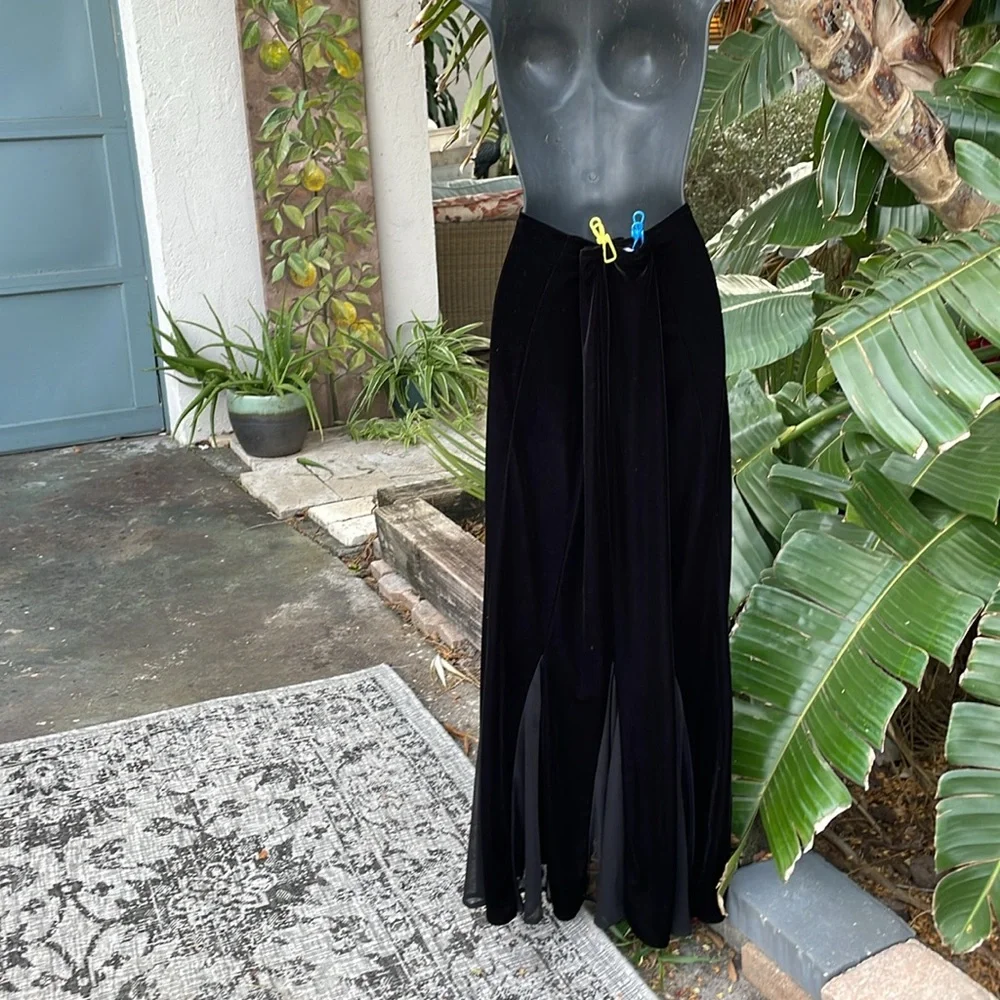 MSK evening velvet and chiffon trumpet skirt maxi